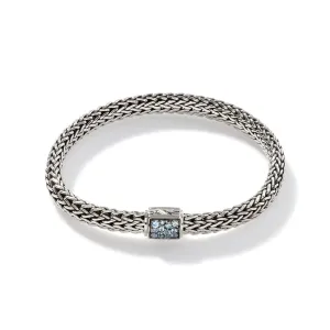 Icon Bracelet, Sterling Silver, Treated Swiss Blue Topaz Pavé, 6.5MM - BBS90422RVBLS2SBT