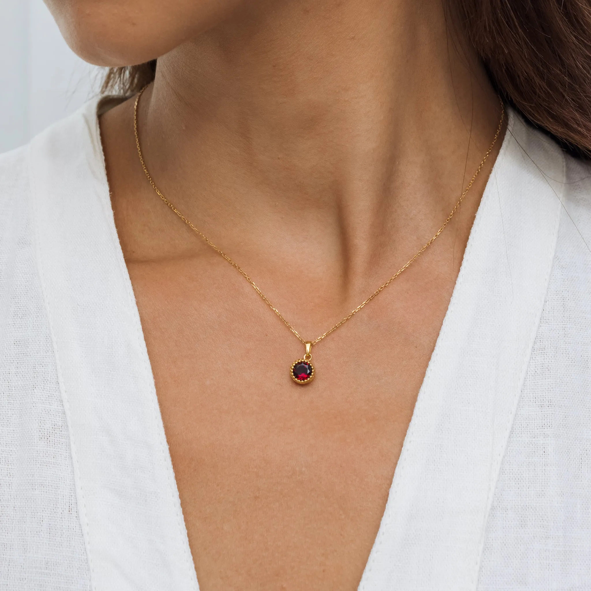 January Birthstone Necklace - Garnet