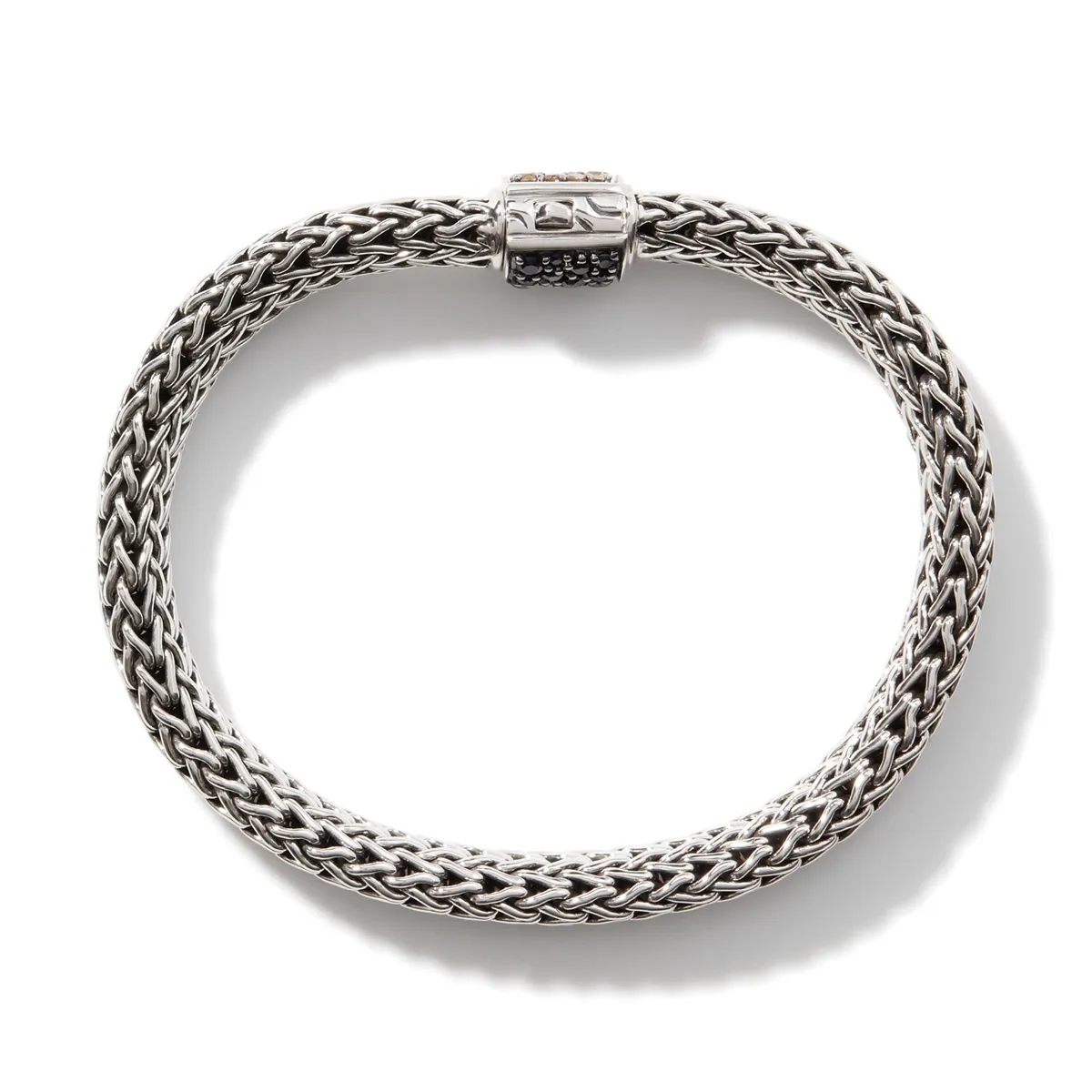 John Hardy Classic Chain Silver Small Reversible 6.5mm Bracelet Black Sapphire & Citrine
