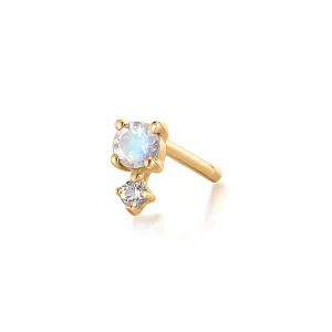 JUNE | Moonstone and White Sapphire Stud Earring