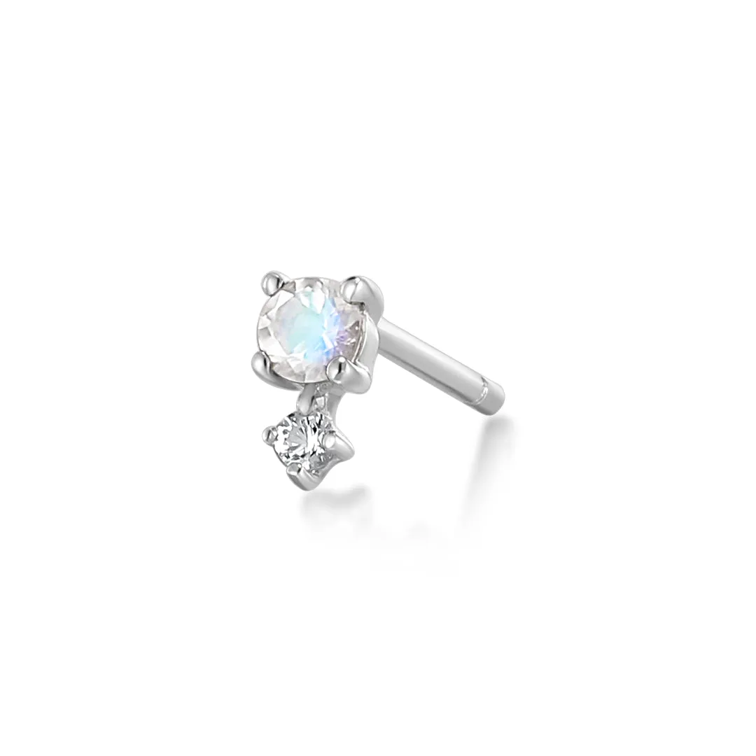 JUNE | Moonstone and White Sapphire Stud Earring