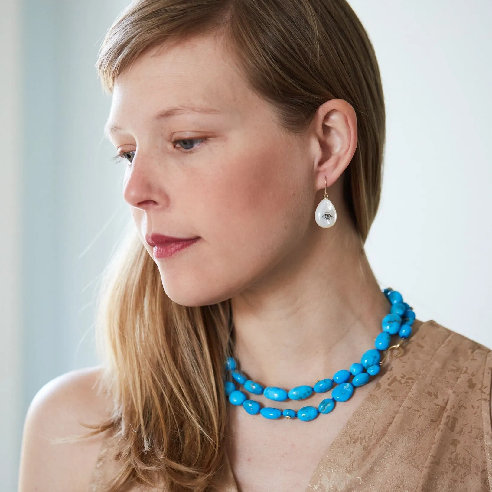 Kelpie's Treasure Kingman Turquoise Ruthie B. Necklace with Barnacles