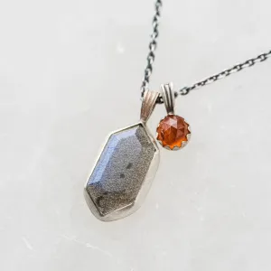 Labradorite Shield Necklace with Hessonite Garnet