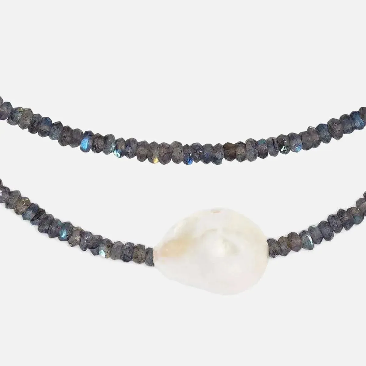 Labradorite Single Baroque Pearl Gemstone Necklace