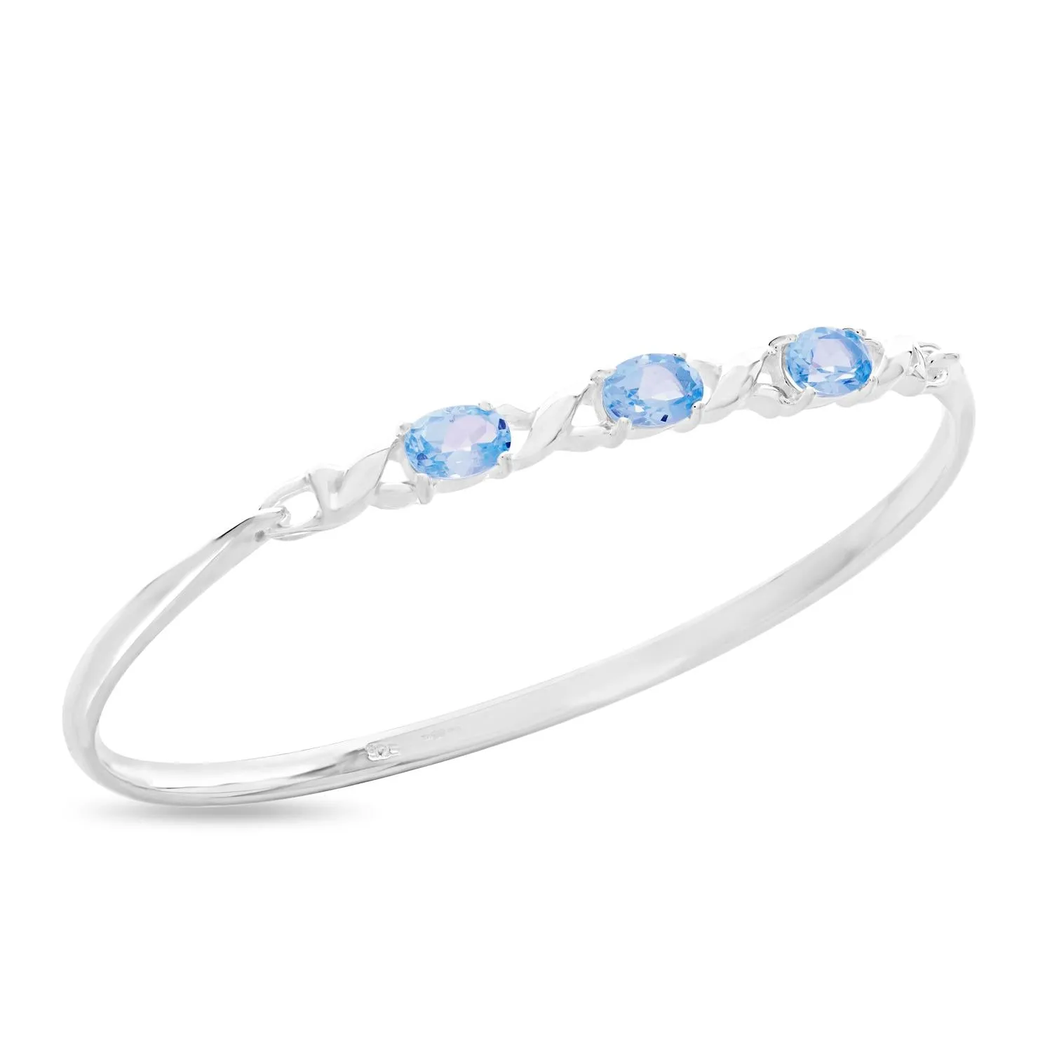 Ladies' Blue Topaz Bangle in Silver
