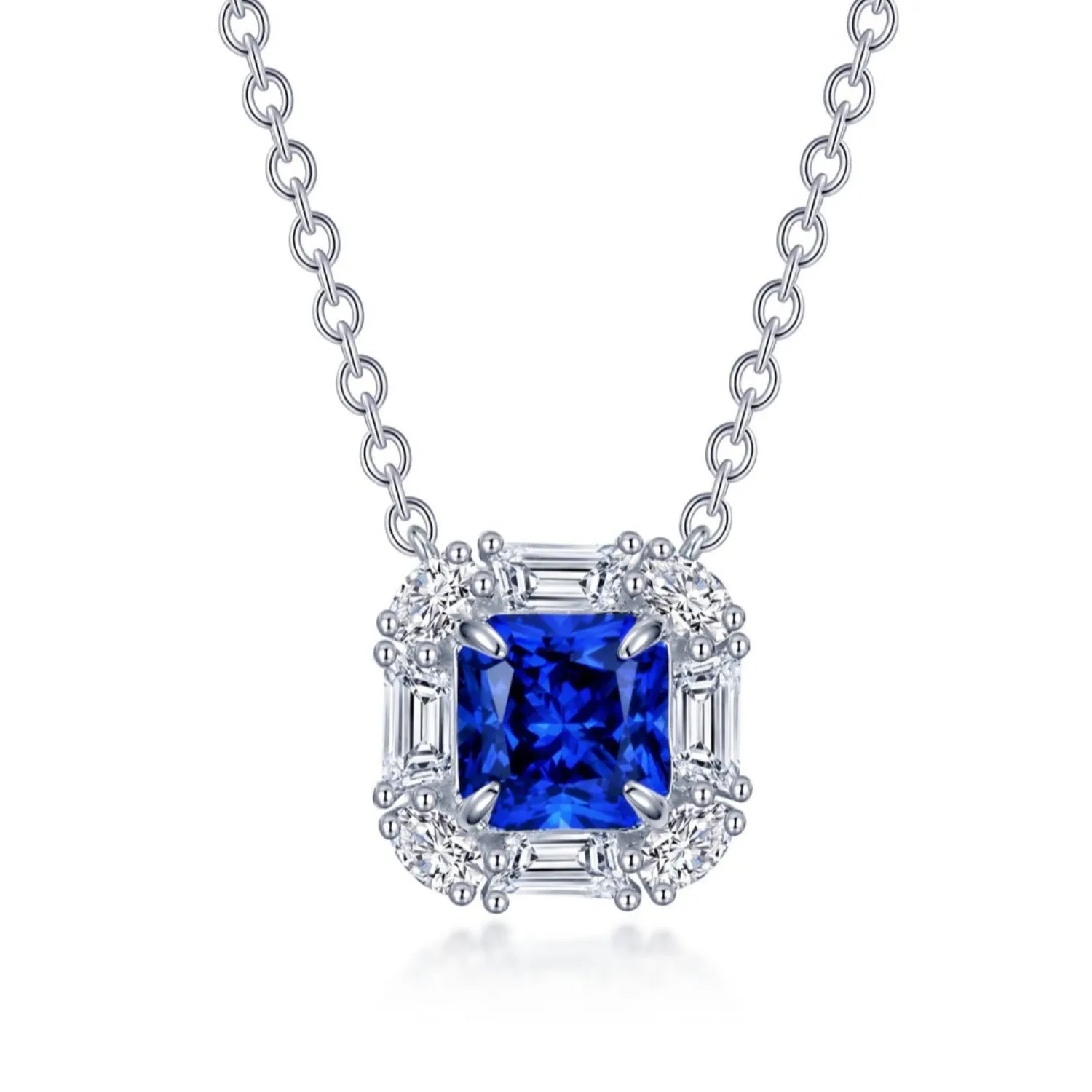 Lafonn Fancy Lab-Grown Sapphire Halo Necklace
