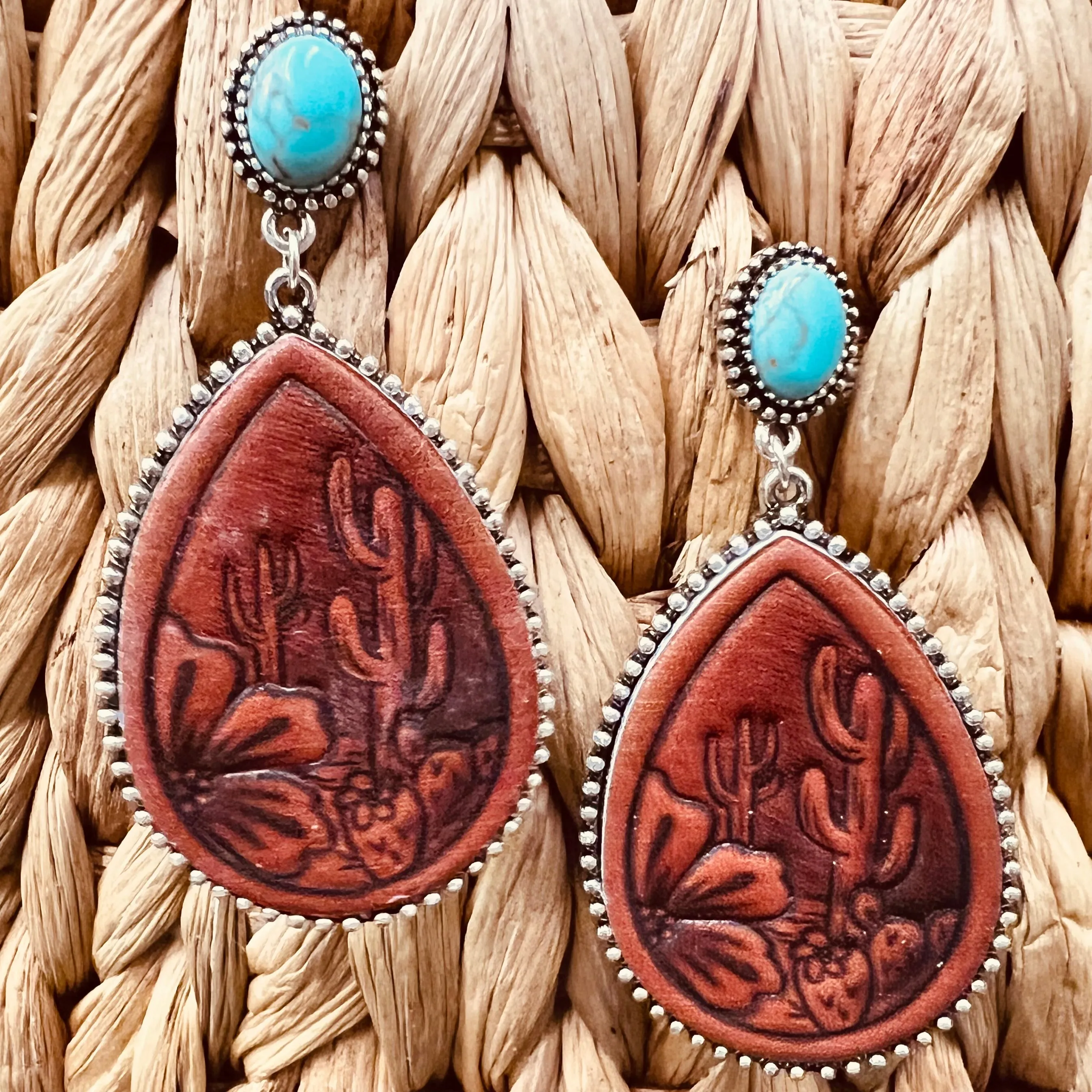 Leather Stamped Earrings