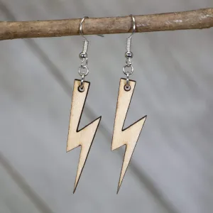 Lightning Bolt Wooden Dangle Earrings by Cate's Concepts, LLC