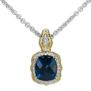 London Blue Topaz and Diamond Pendant by Vahan