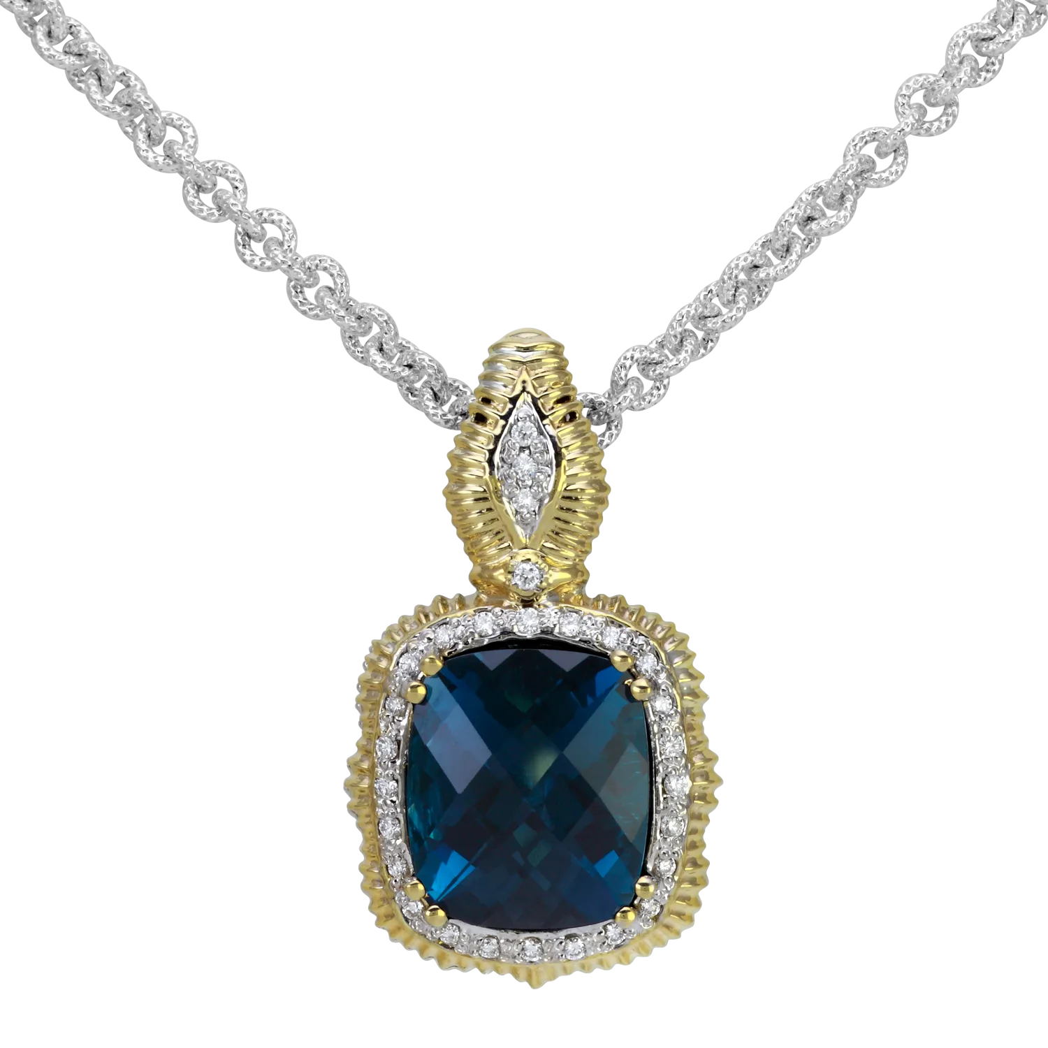 London Blue Topaz and Diamond Pendant by Vahan