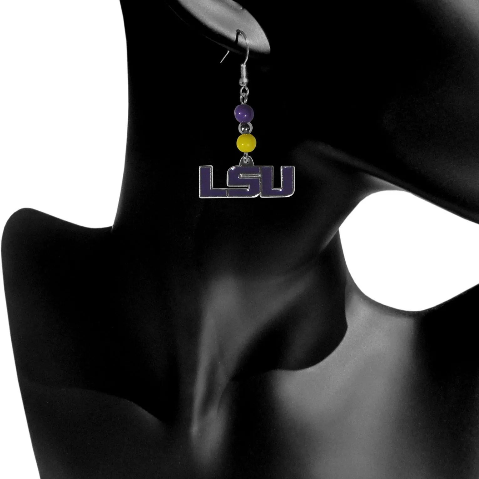 LSU Tigers Fan Bead Dangle Earrings