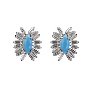 LYDIA EVIL EYE TURQUOISE BAGUETTE STUDS