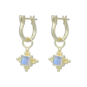 Mahla  Gold Rainbow Moonstone Hoop Earrings