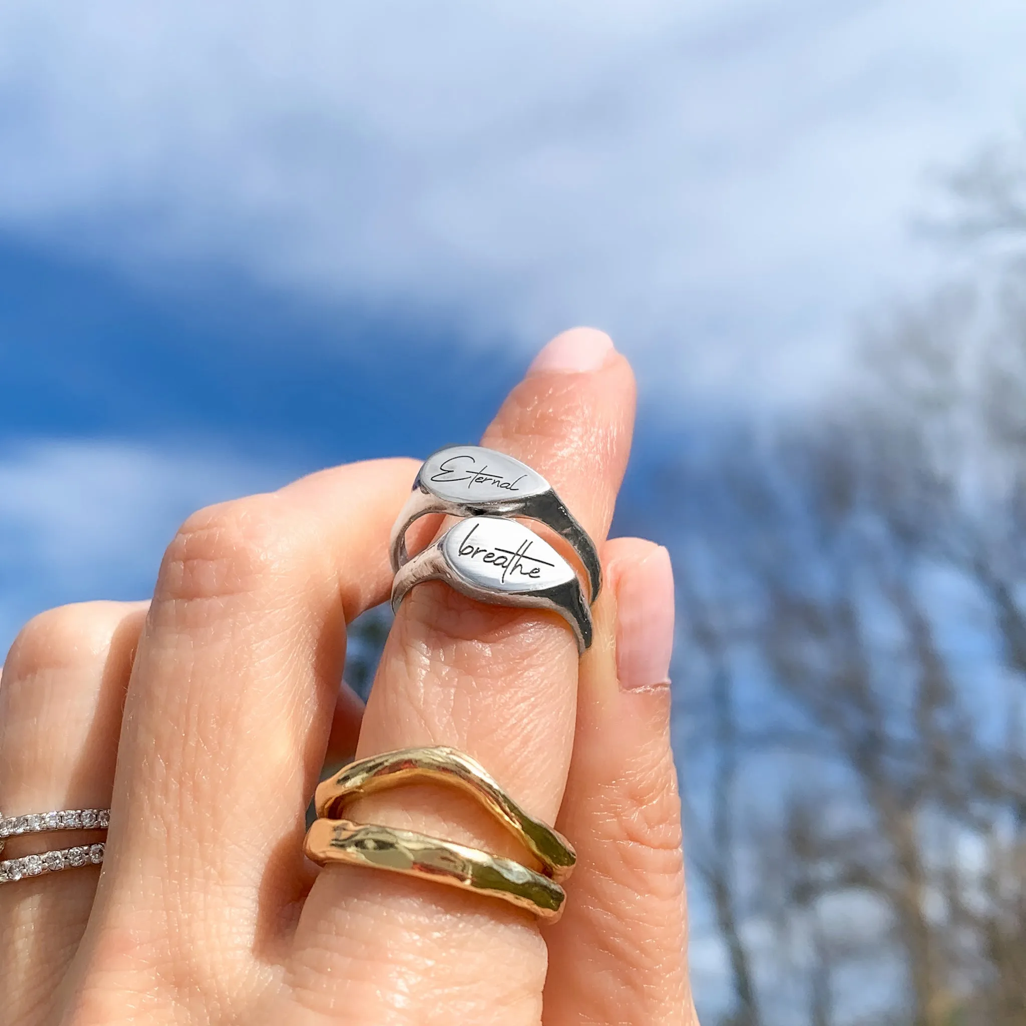 Mantra Signet Ring | Personalized Engraving | Sterling