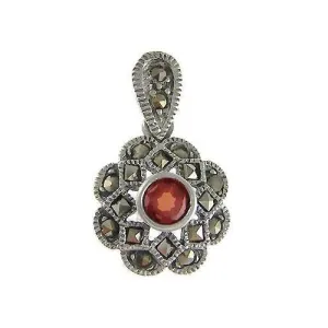 Marcasite & Garnet Gemstone Pendant