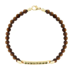 Medium ID Bar With Round Citrine Stones on Beaded Bracelet