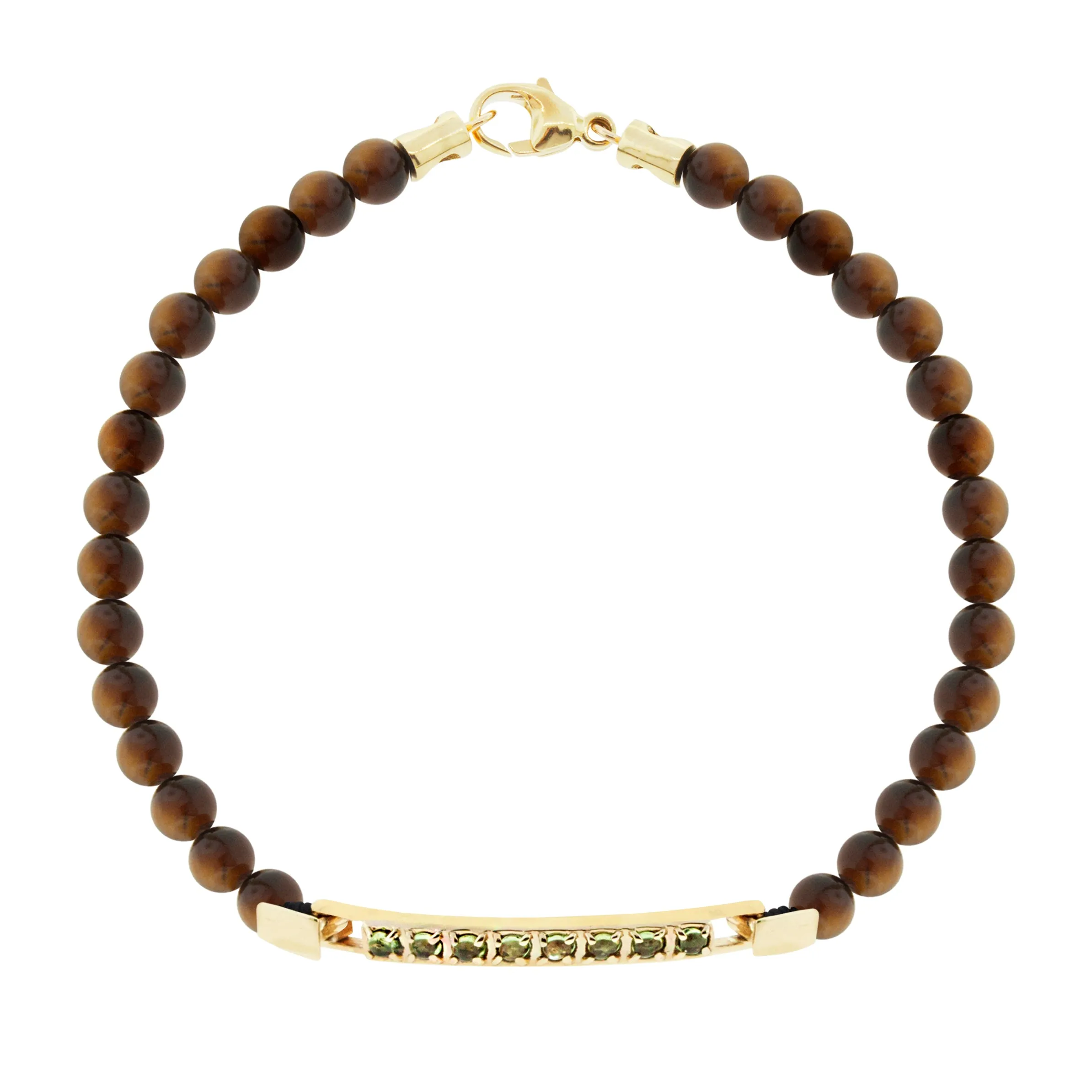 Medium ID Bar With Round Citrine Stones on Beaded Bracelet