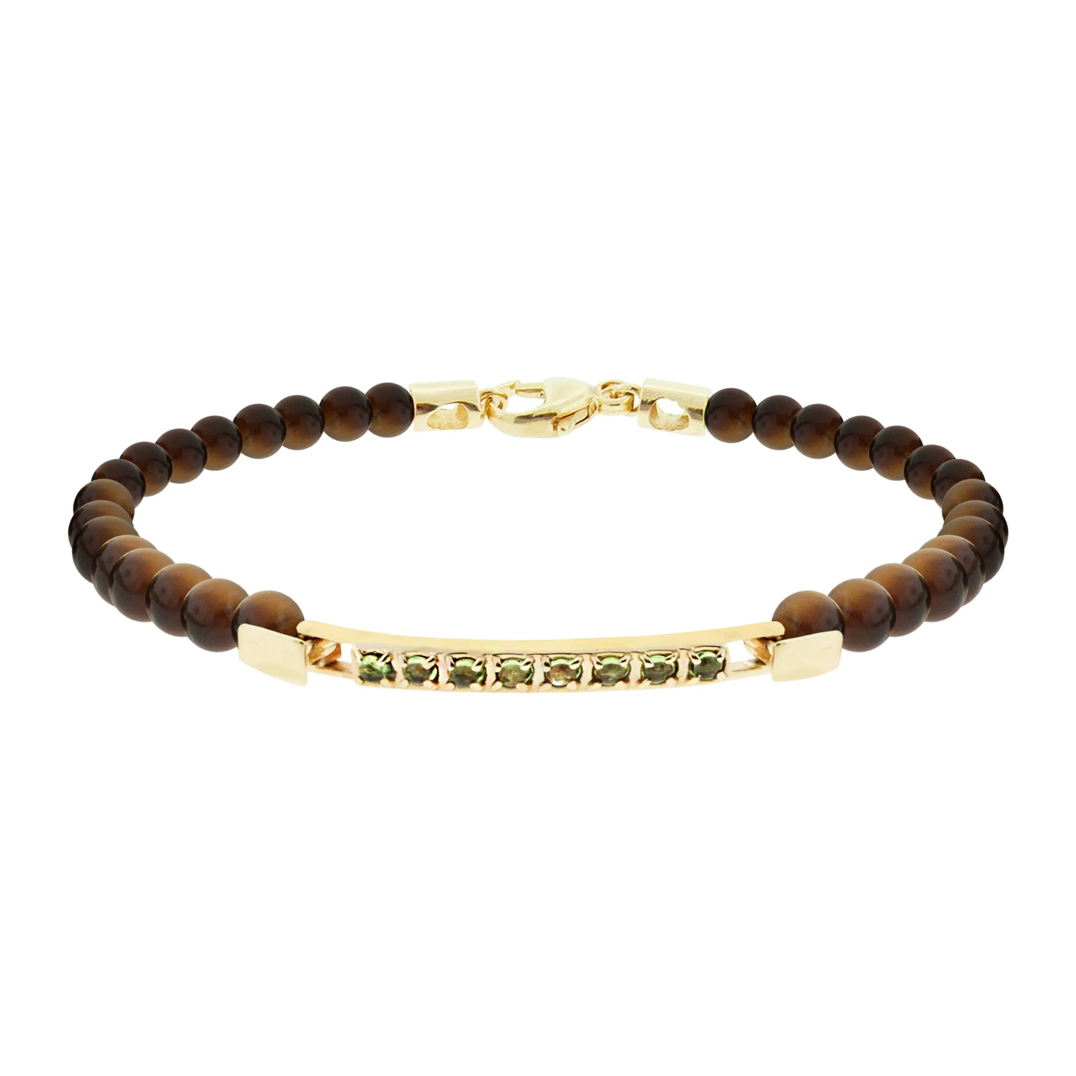 Medium ID Bar With Round Citrine Stones on Beaded Bracelet