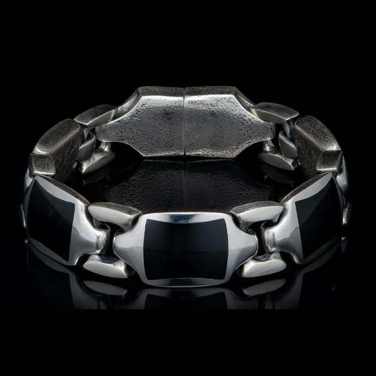 Men's Black Jade Retro Bracelet - BR13 BLK J