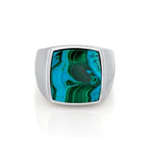 Men's Chrysocolla Malachite Signet Ring