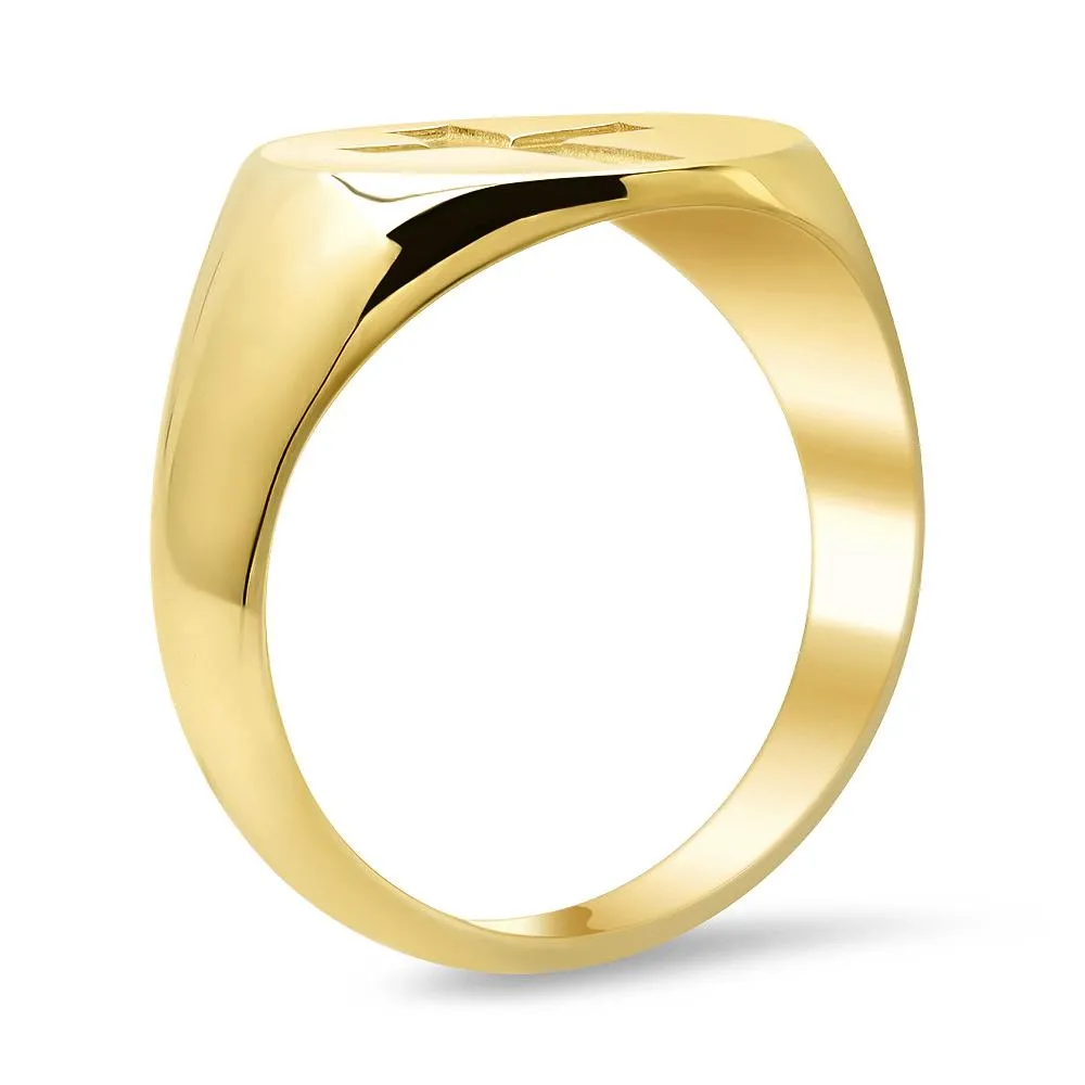 Men's Cross Signet Ring with Solid Back
