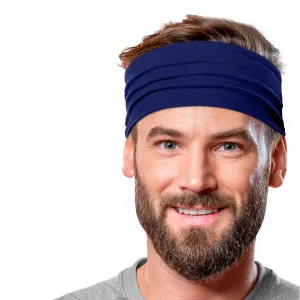 Men's Headbands Cotton Jersey 5" Wide Sports Fitness Yoga Made in the USA Navy