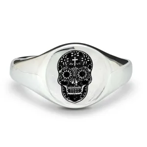 Mexican Sugar Skull Signet Ring