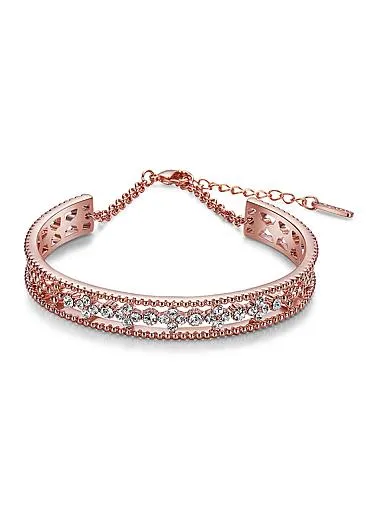 Micro Pave AAA Zircon Clover Rose Gold Gold Plated Arch Bracelet