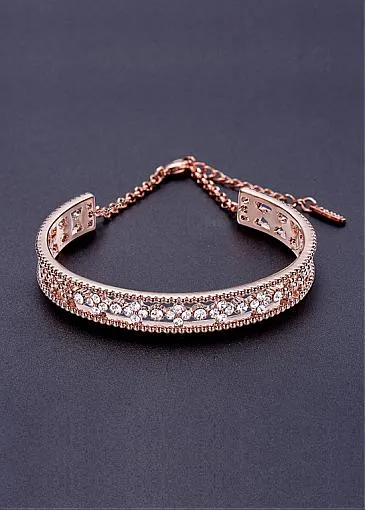 Micro Pave AAA Zircon Clover Rose Gold Gold Plated Arch Bracelet