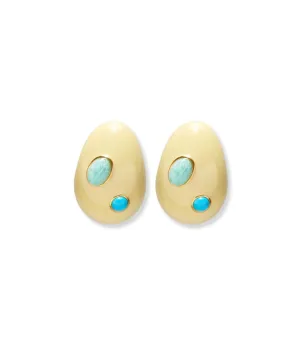 Mini Arp Earrings in Studded Cream Ivory