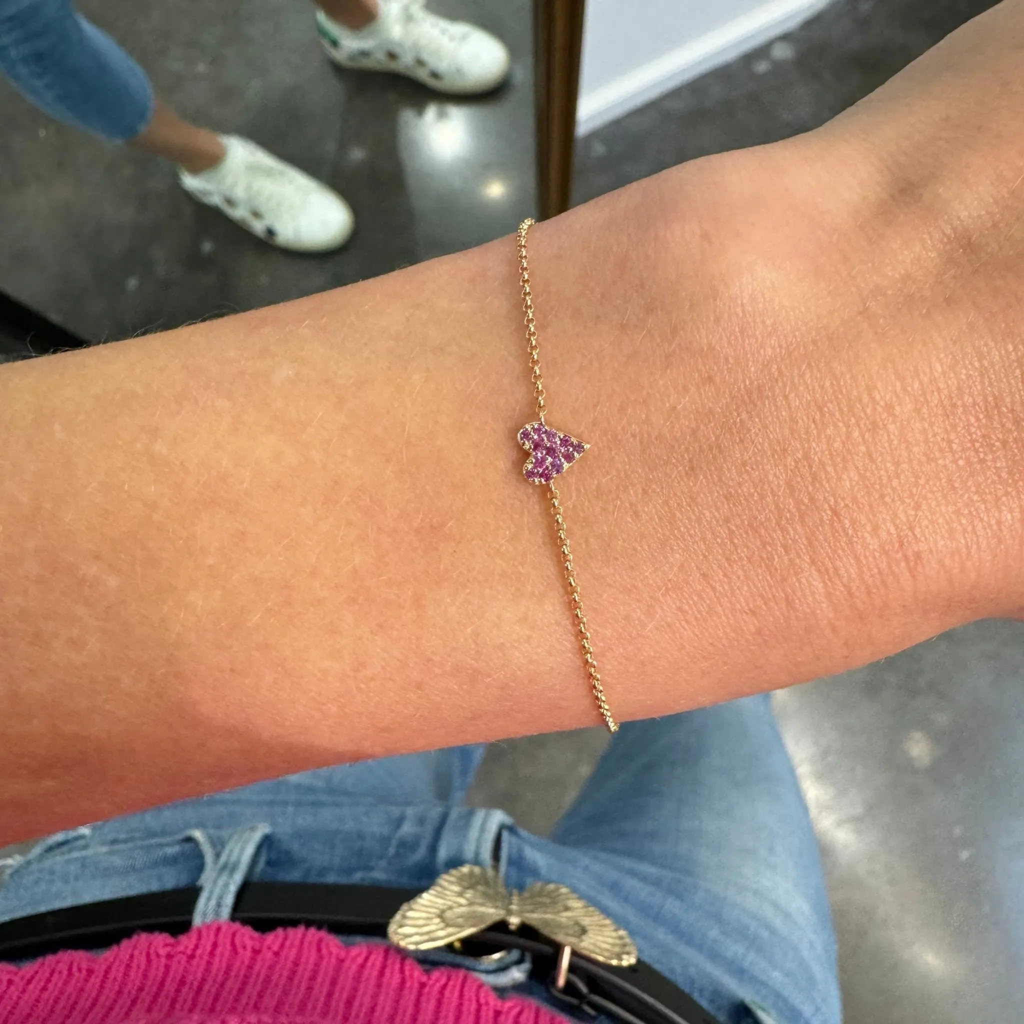 Mini Pink Sapphire Heart Bracelet