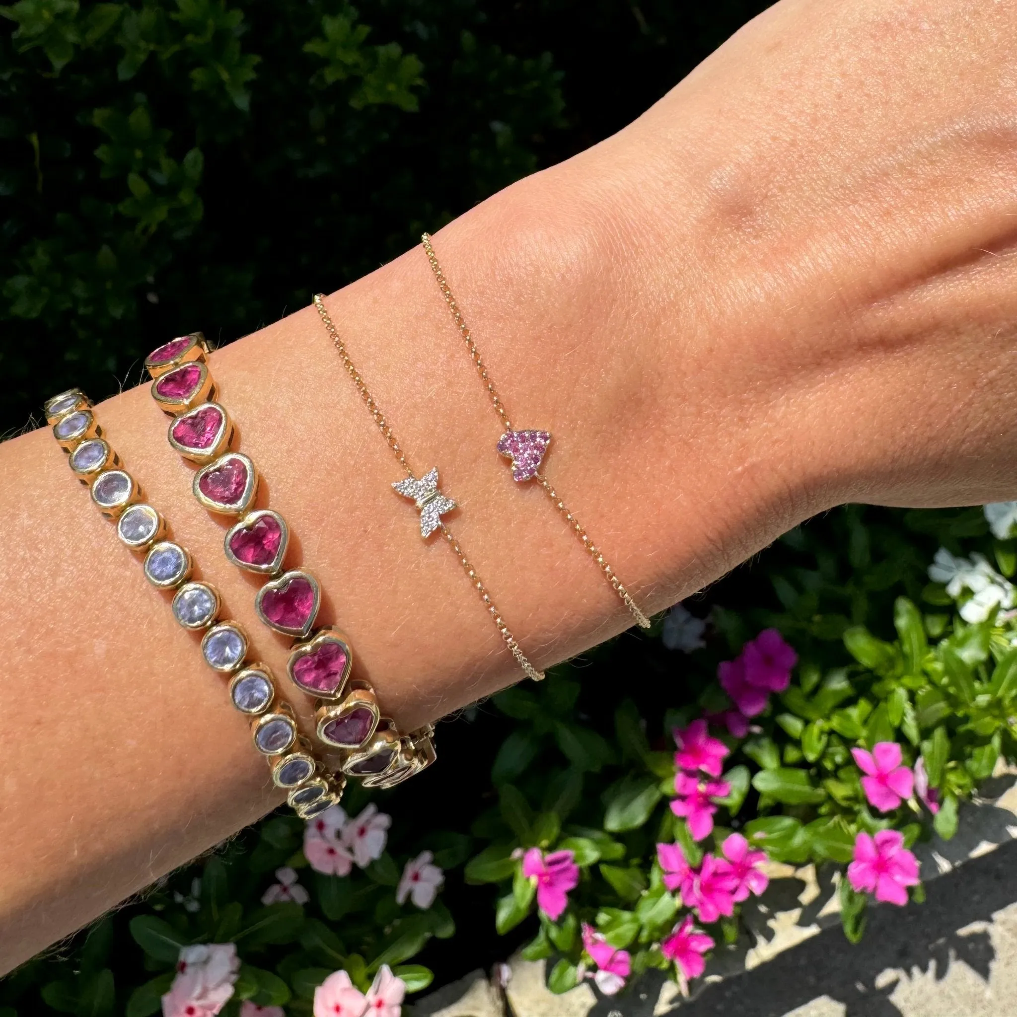Mini Pink Sapphire Heart Bracelet