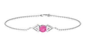 Minimal Pink Sapphire and Diamond Geometric Chain Bracelet