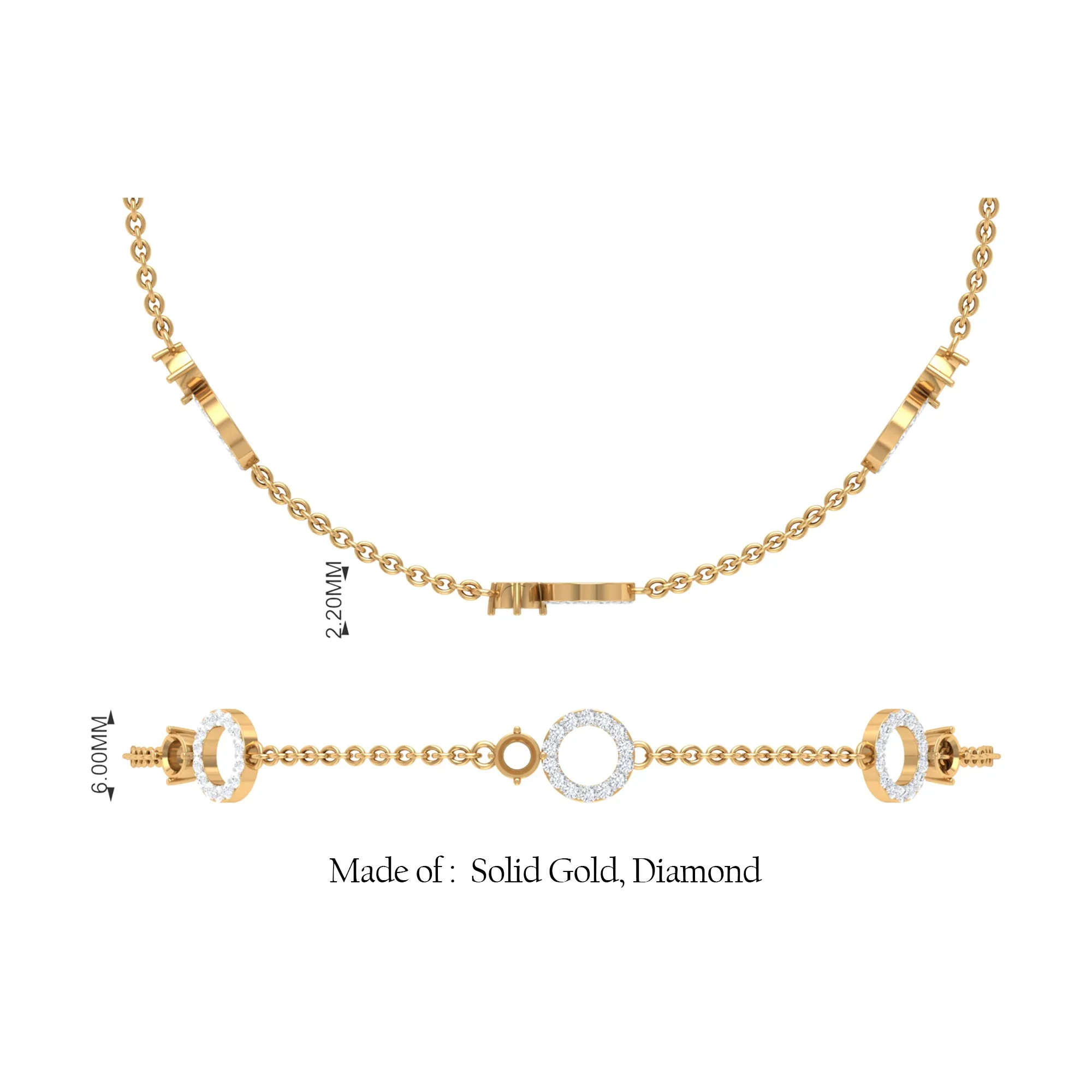 Minimal Yellow Sapphire and Diamond Station Chain Bracelet
