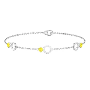 Minimal Yellow Sapphire and Diamond Station Chain Bracelet
