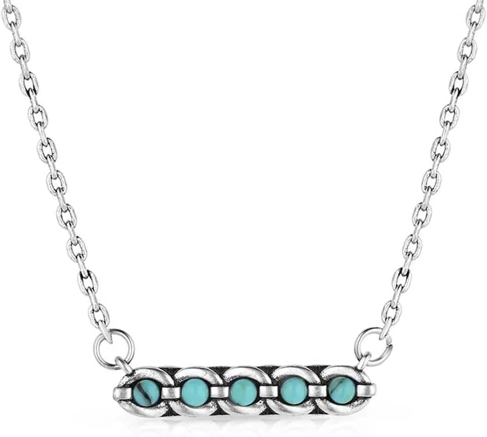 Montana Silversmiths Center of It All Stunning Turquoise Pendant 19" Split Rolo Necklace