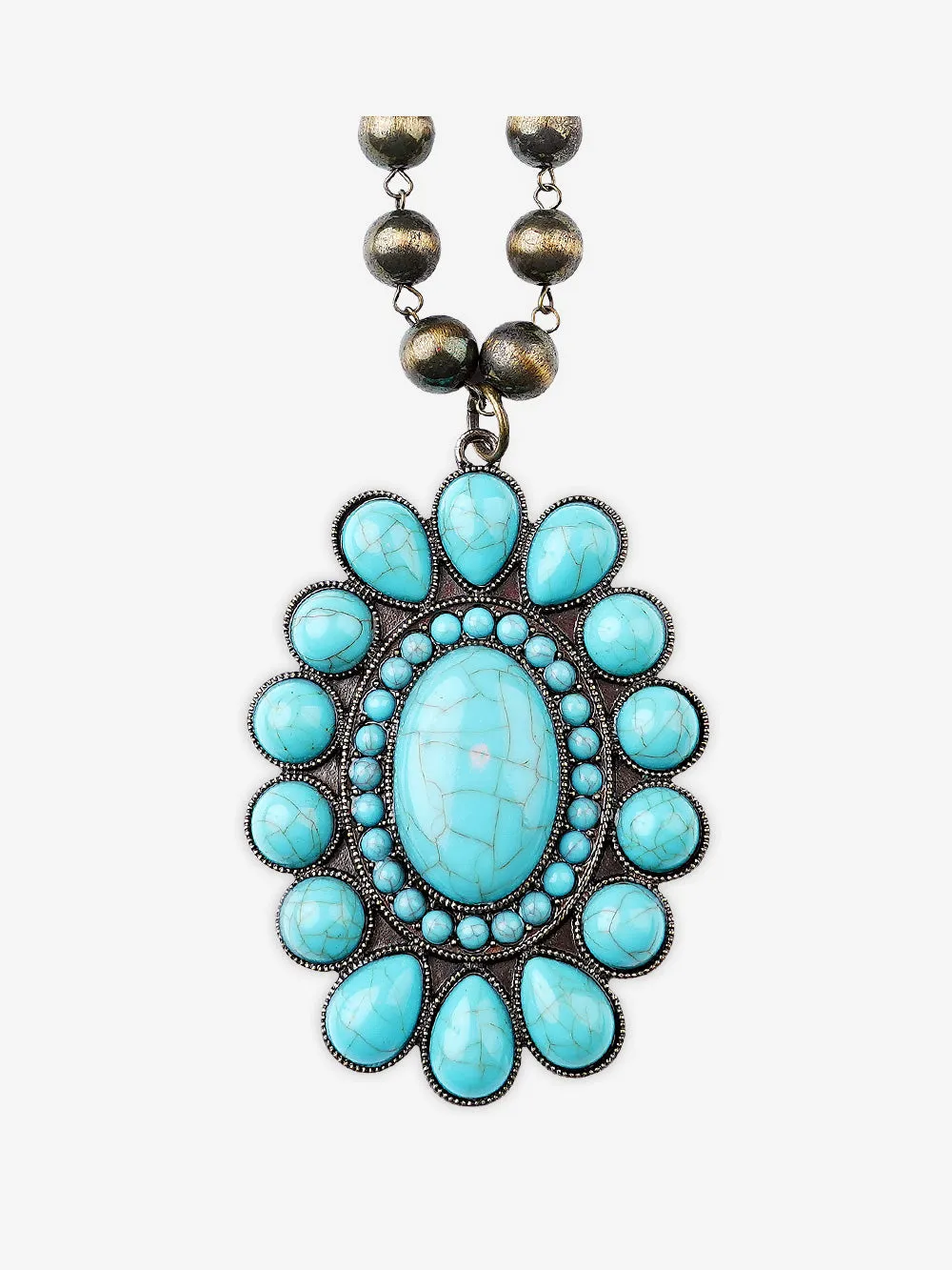 Montana West Revolving Teardrops Turquoise Necklace