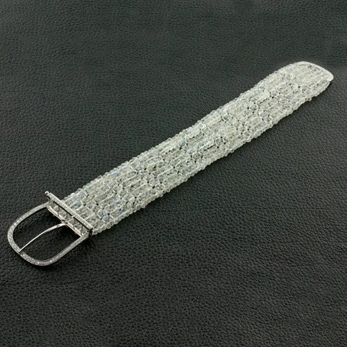 Moonstone & Diamond Buckle Bracelet