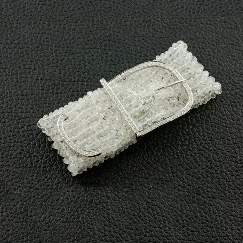 Moonstone & Diamond Buckle Bracelet