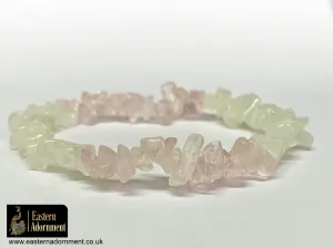 Moonstone & Rose Quartz Crystal Chip Bead Bracelet