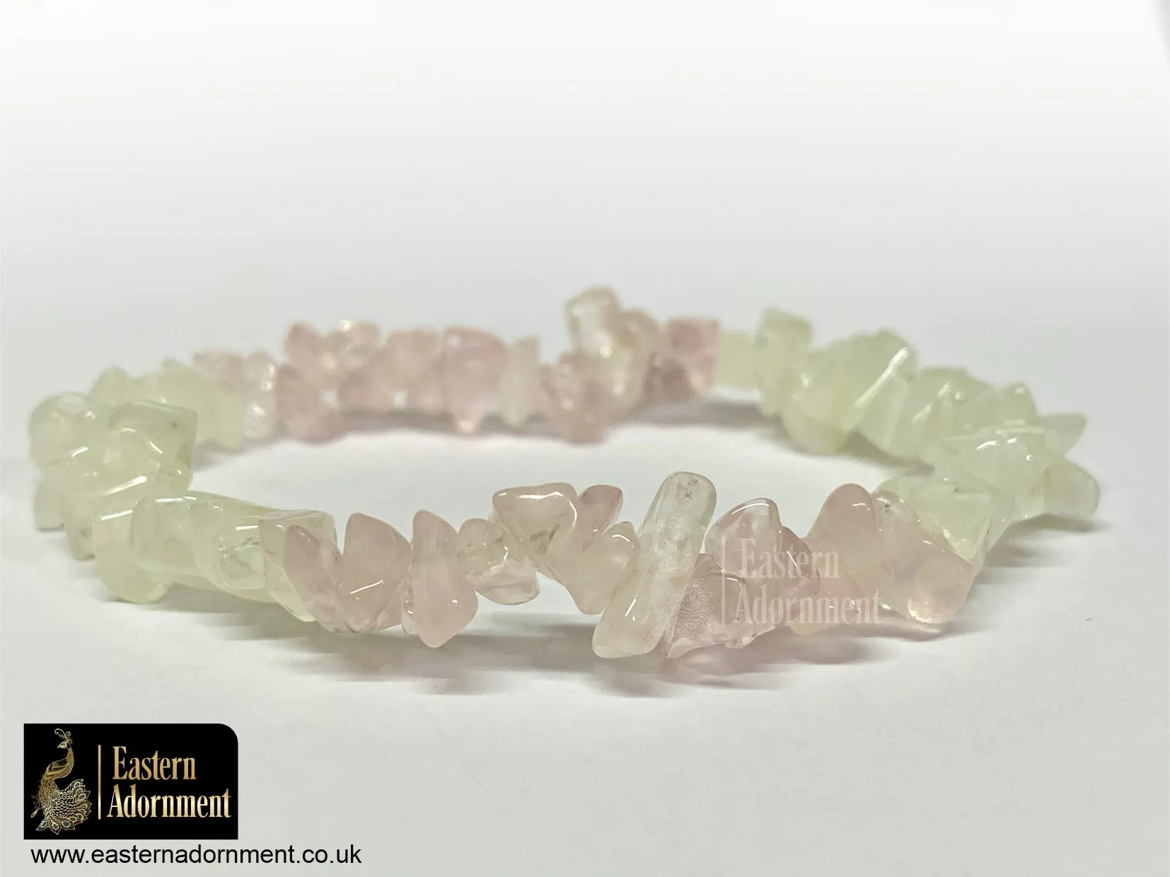 Moonstone & Rose Quartz Crystal Chip Bead Bracelet