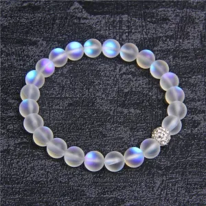 Moonstone Bracelet - Rainbow Moonstone - Gemstone Stretch Bracelet -Beaded Yoga Bracelet - Goddess Stone Feminine Power - Reiki
