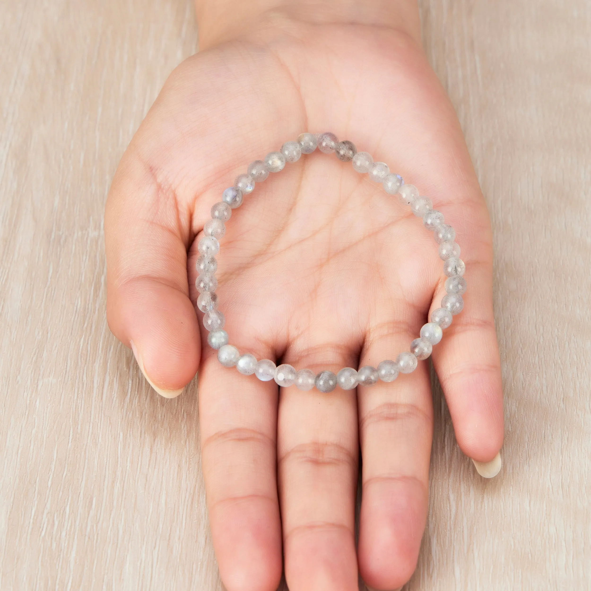 Moonstone Mini Beaded Gemstone Stretch Bracelet