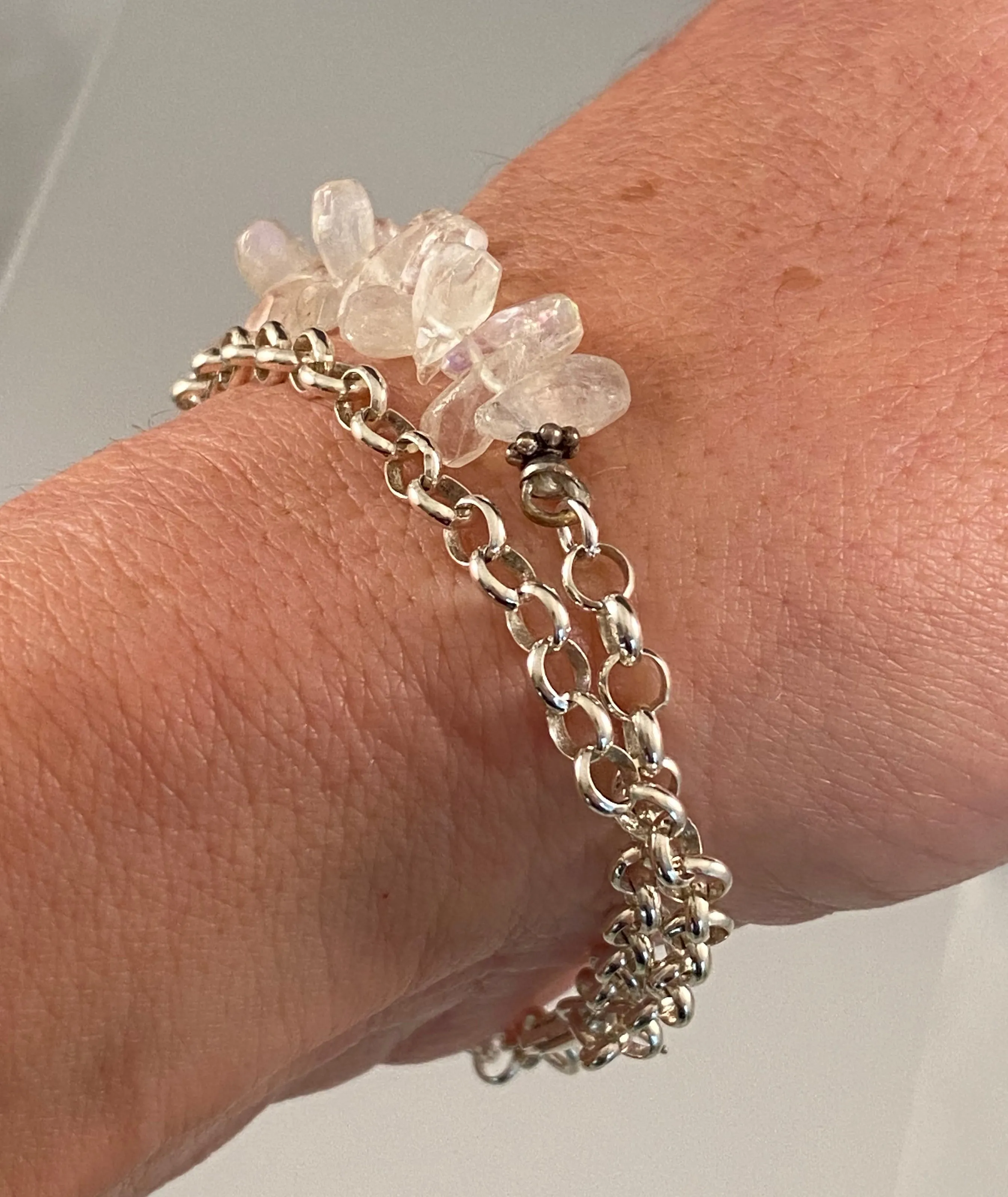 Moonstone Teardrop Double Strand Bracelet