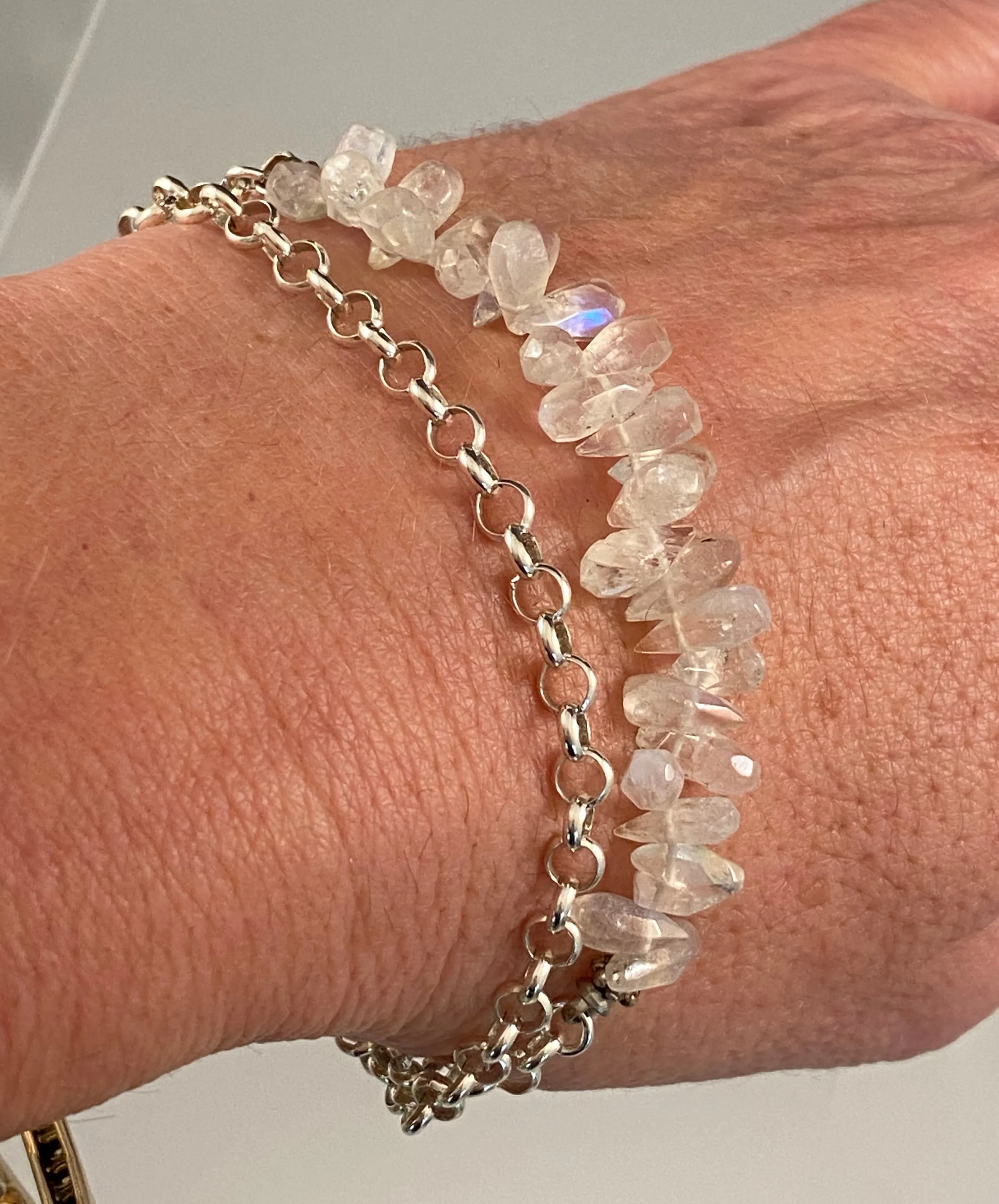 Moonstone Teardrop Double Strand Bracelet