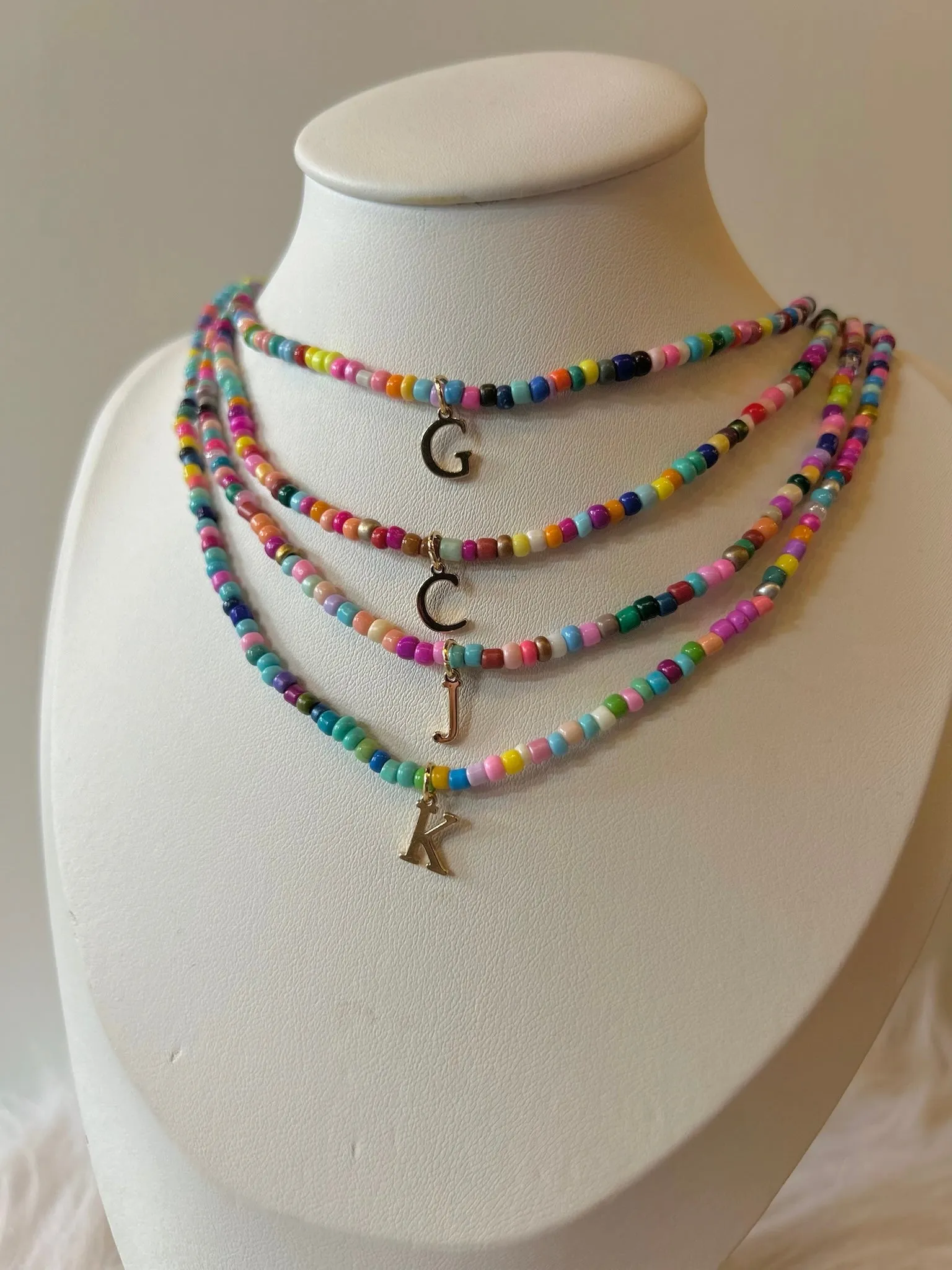 Multi Beaded Initial Necklace