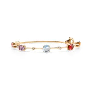 Multi coloured gemstones 18k yellow gold bracelet