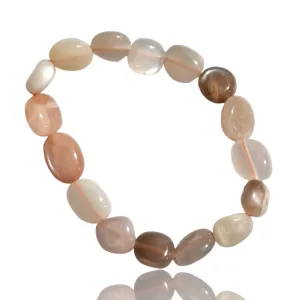 Multi Moonstone Stretch Nugget Bracelet