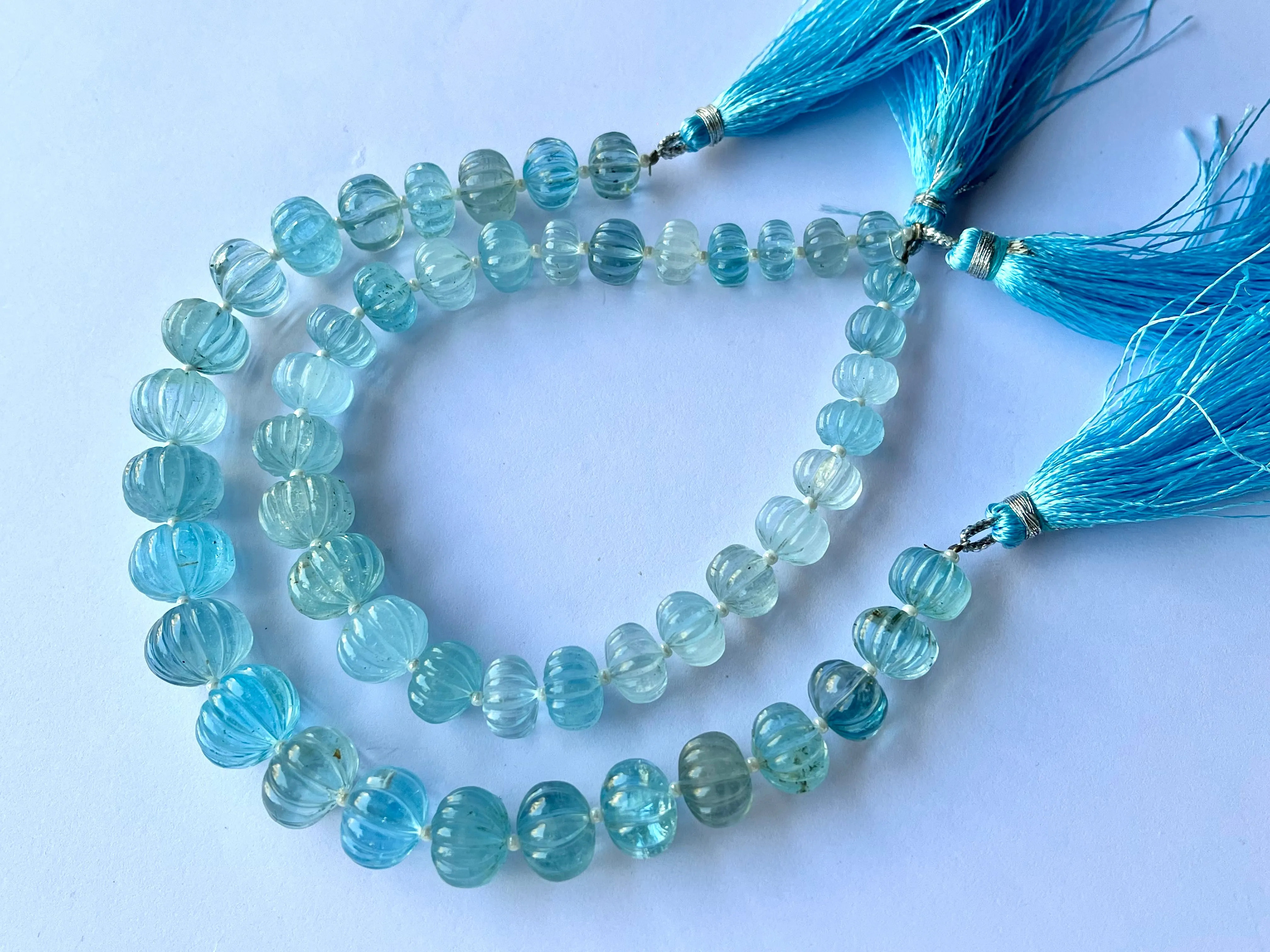 Natural Blue topaz gemstone carved rondelle beads, blue topaz carved melons beads
