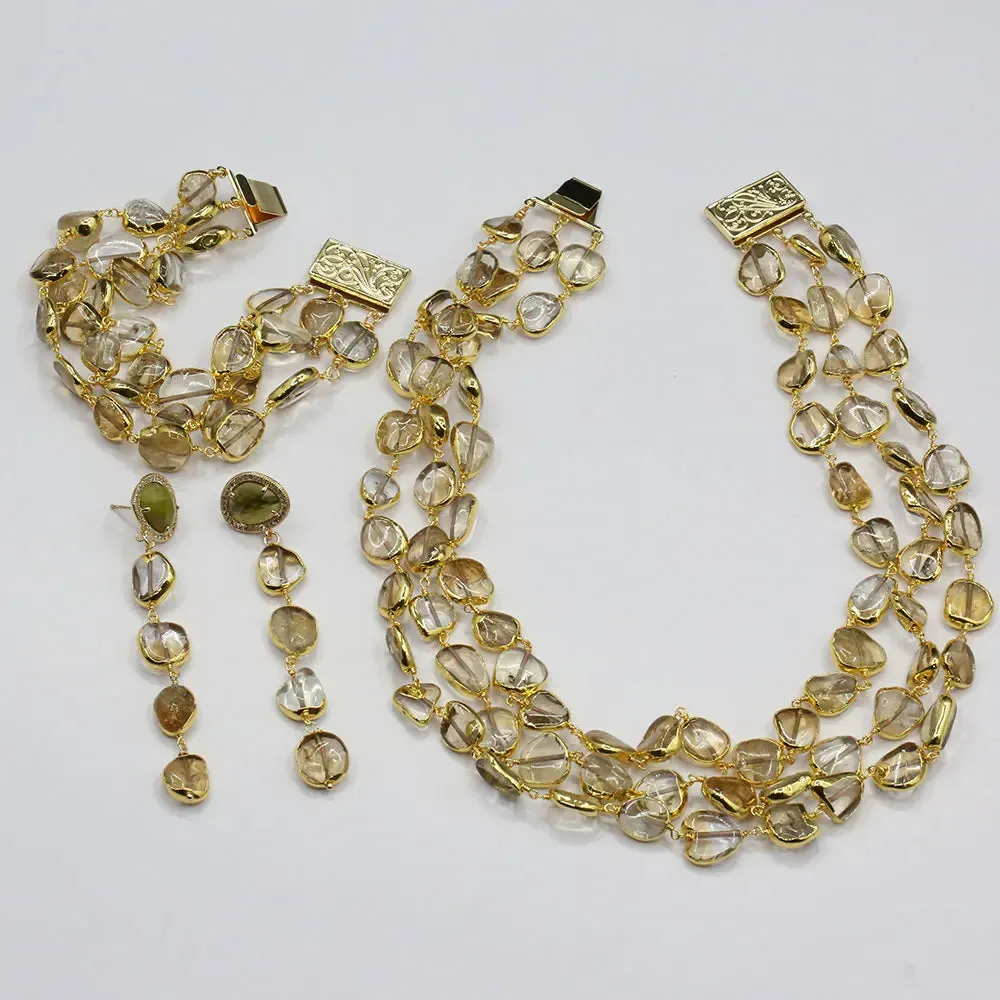 Natural gemstone Yellow Citrine Necklace